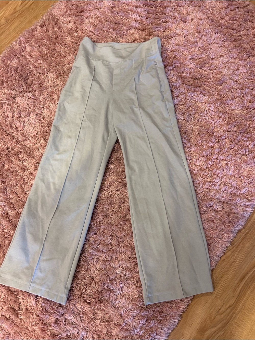 Athleta Wide-Leg High-Rise Pants in Light Gray